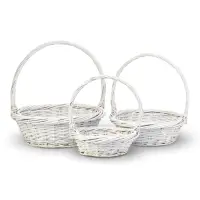 Набор корзин 3 шт ИВА 40x40x14 32х32x12 27х27x10 см ПЛЕТ ручка h=20/18/16 см