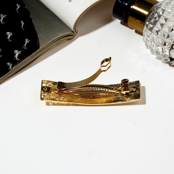 Заколка-автомат для волос «Геометрия», прямой кружевной, 8 см, золото Заколка-автомат для волос «Геометрия», прямой кружевной, 8 см, золото