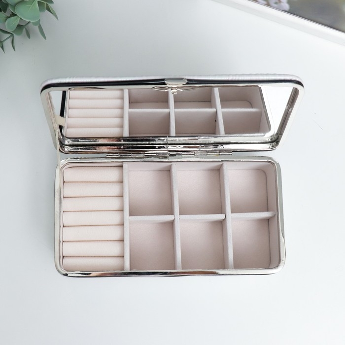 Шкатулка кожзам для украшений Шкатулка кожзам для украшений "Полосы.Текстура. Белые переливы" 6х9,8х18,5 см