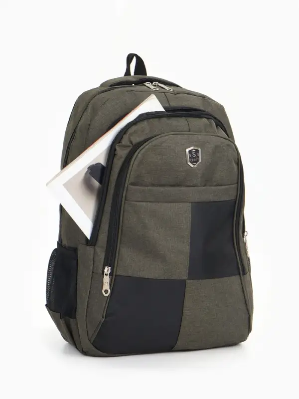 Рюкзак школьный на молнии, 2 отдела, 4 кармана, размер 32&times;15&times;47 см, хаки