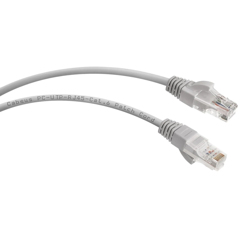 Патч-корд Cabeus PC-UTP-RJ45-Cat.6-5m-LSZH U/UTP, cat.6, 2xRJ45, серый