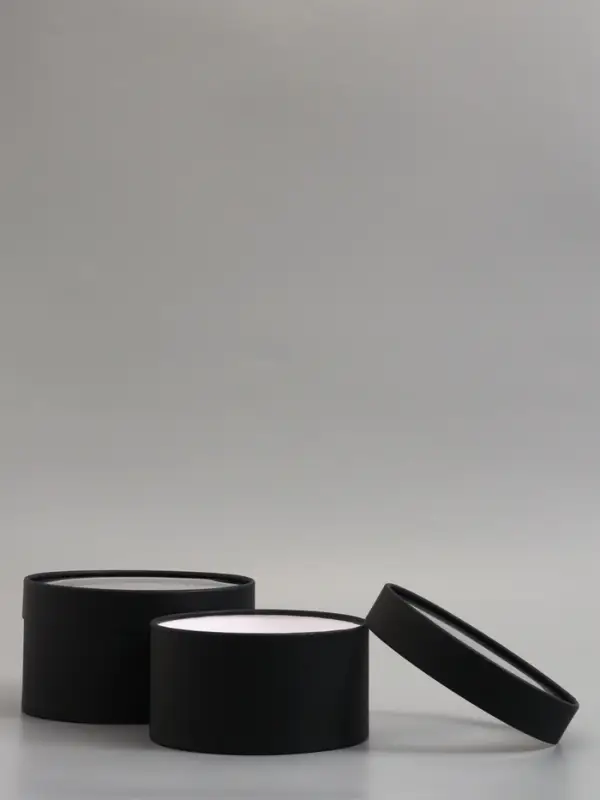 Набор подарочных коробок 2 в 1 круглых,  черная, с окном, 21 х 11 - 18 х 10 см