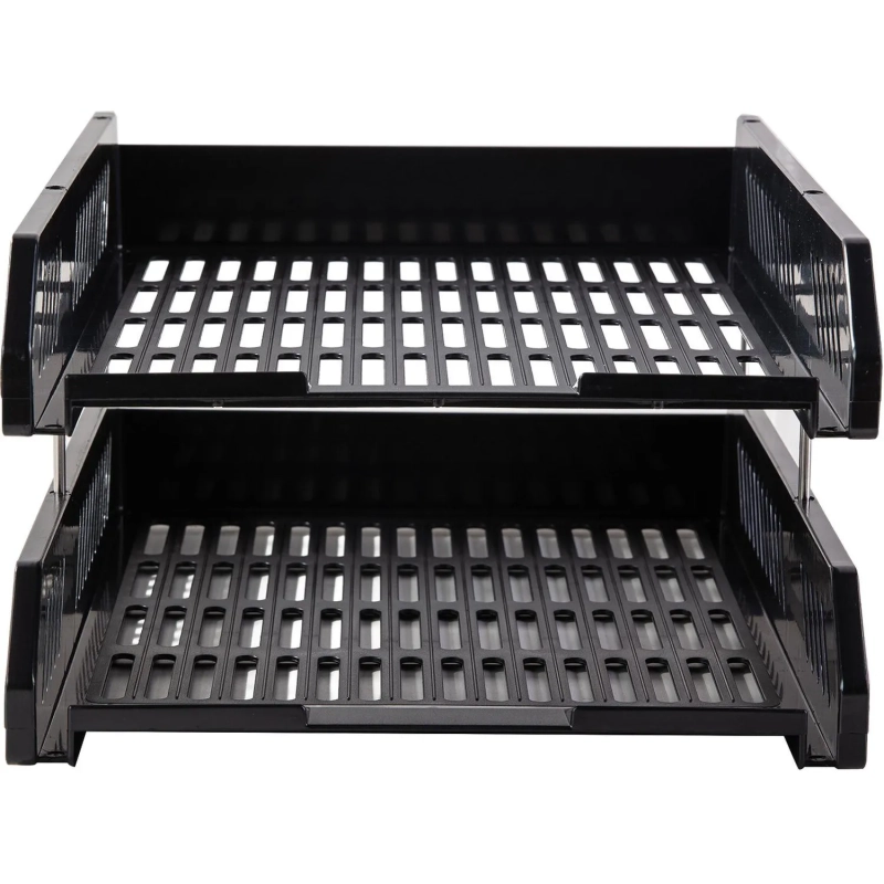 Лоток горизонтальный для бумаг Deli E9208 набор 2шт на металл.стерж черный