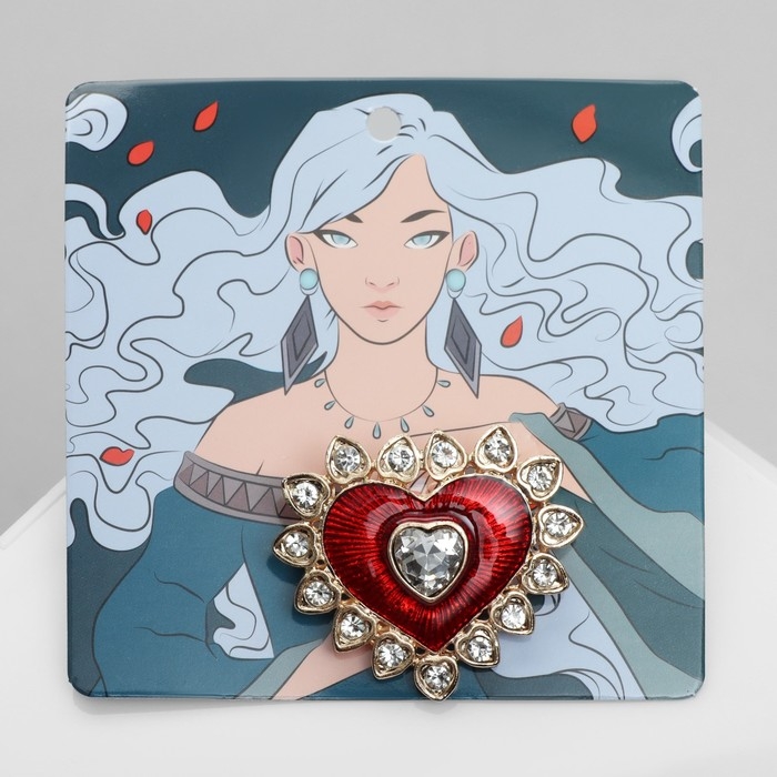 Брошь «Сердце», цвет красный в золоте Брошь «Сердце», цвет красный в золоте