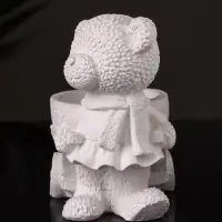 Кашпо гипс &laquo;Медведица с тележкой&raquo;, 10&times;10&times;6 см, натуральный