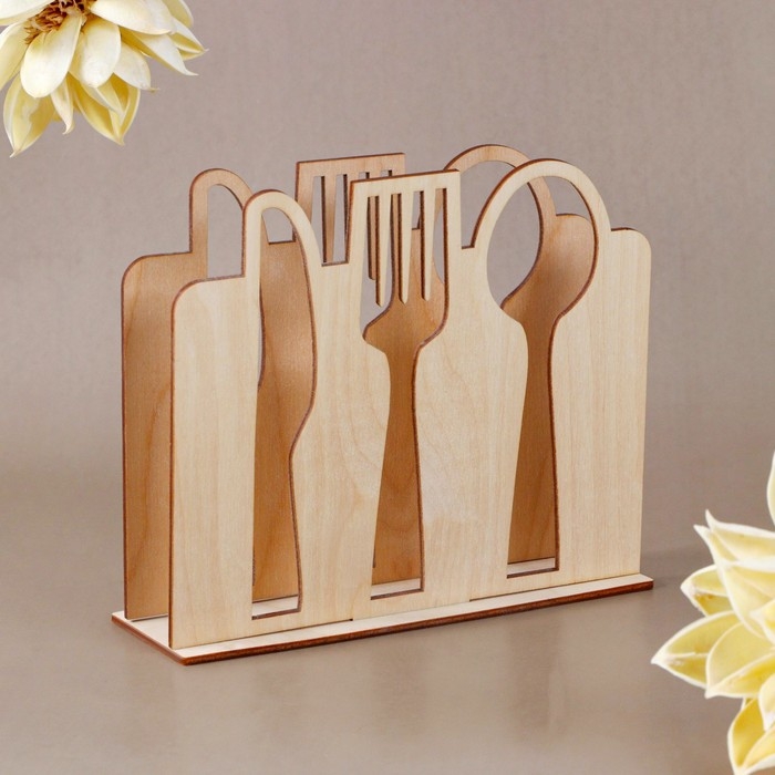 Салфетница деревянная «Столовые приборы», 16х14 см Салфетница деревянная «Столовые приборы», 16х14 см