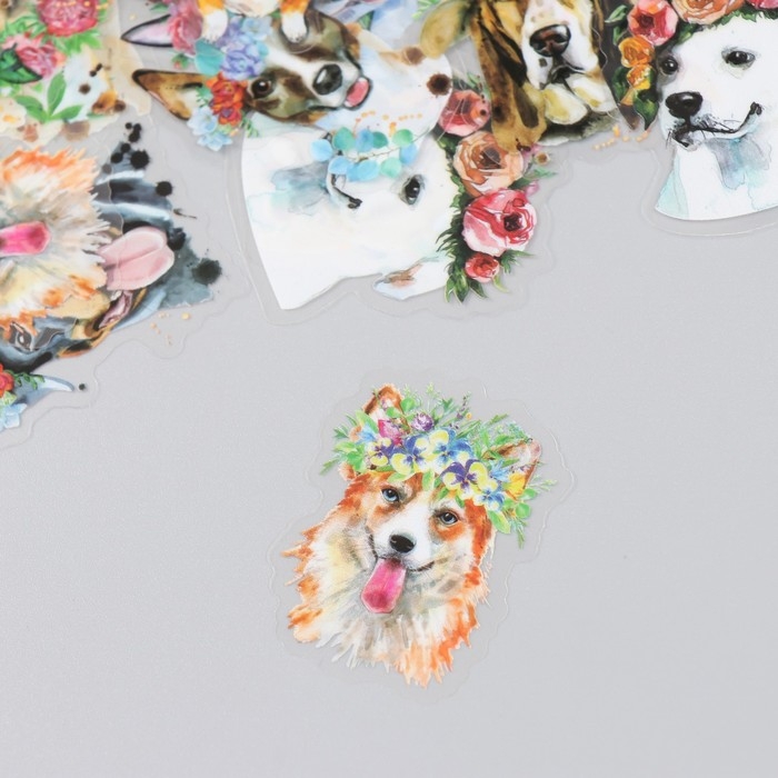 Наклейки для творчества Наклейки для творчества "Собачки и цветы" набор 30 шт 0,7х9х8,5 см