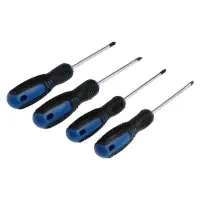 Набор отверток ТУНДРА, CrV, хром, магнит, 2К рукоятки, PH1, PH2, SL5, SL6&times;100 мм, 4 шт.