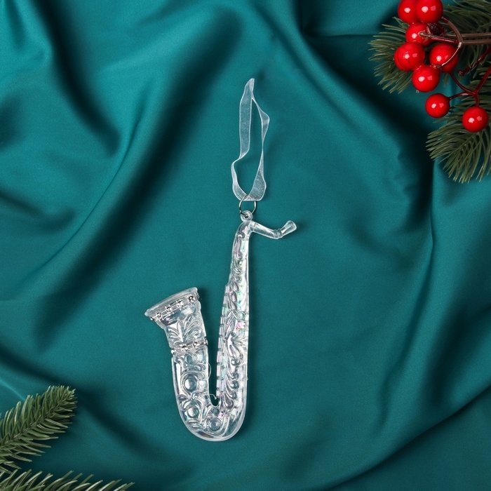 Украшение ёлочное Украшение ёлочное "Саксофон " 12х4 см, прозрачный перелив