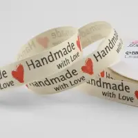 Лента хлопковая &laquo;Handmade with love&raquo;, 15 мм, 23 м &plusmn; 1 м, бежевая