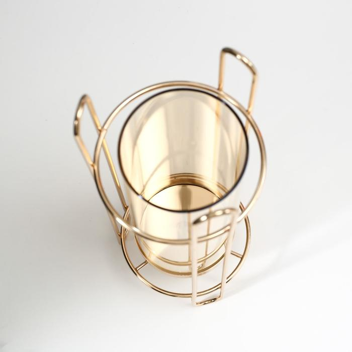 Подсвечник металл на 1 свечу Подсвечник металл на 1 свечу "Стакан в оправе" золото 30х11х11 см