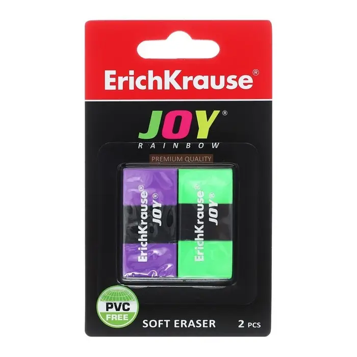 Ластик ErichKrause Joy Rainbow, 2 штуки, блистер Ластик ErichKrause Joy Rainbow, 2 штуки, блистер