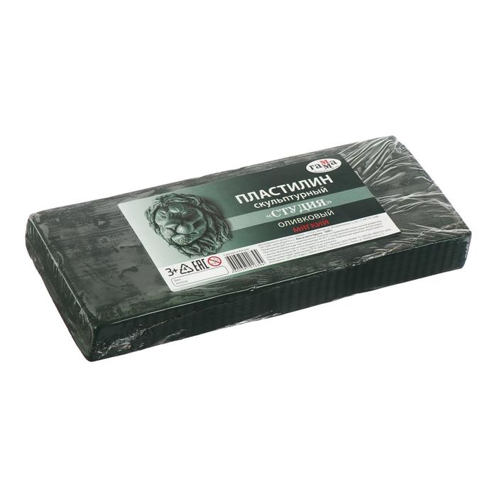 Пластилин скульптурный оливковый, мягкий, 1000 г,  Пластилин скульптурный оливковый, мягкий, 1000 г, "Гамма"