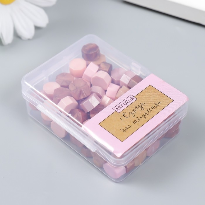 Сургуч в гранулах в коробочке Сургуч в гранулах в коробочке "Восьмигранник" розовый вечер 30 гр 2,4х5,5х7 см