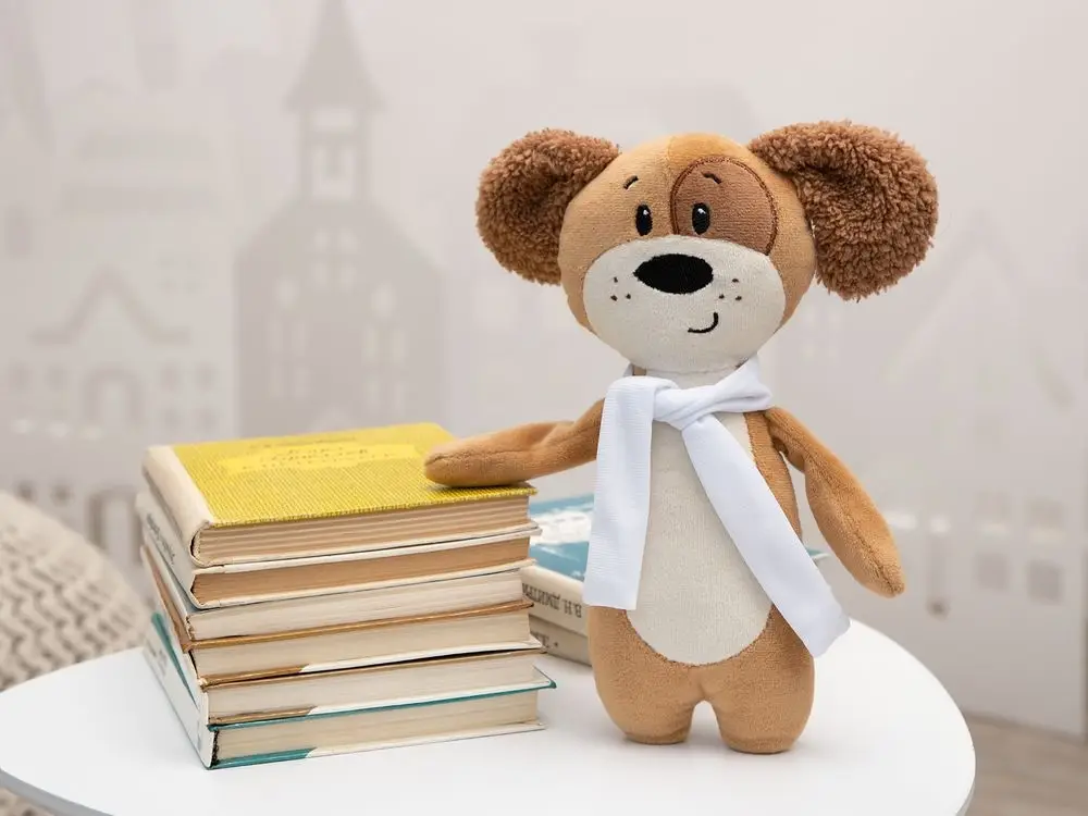 Мягкая игрушка Beastie Toys, собачка с белым шарфом Мягкая игрушка Beastie Toys, собачка с белым шарфом