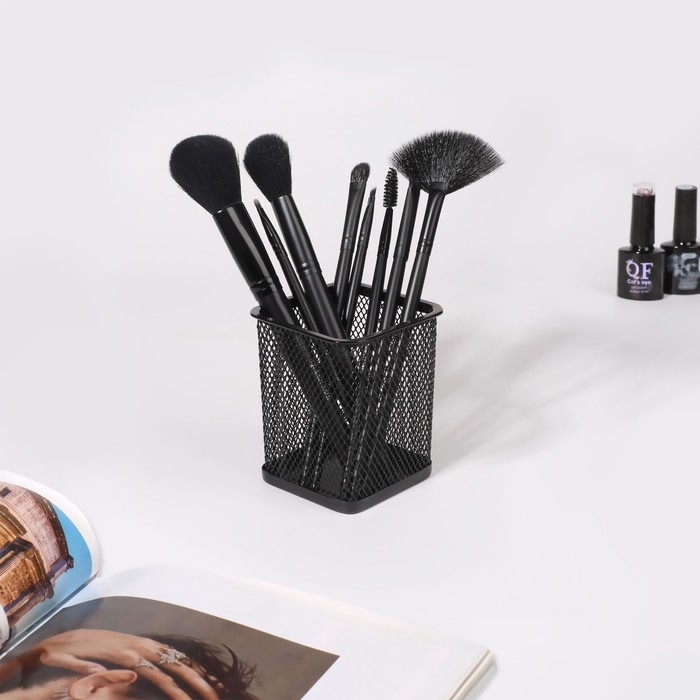 Подставка для хранения маникюрных/косметических принадлежностей, 9,5 &times; 8 см, цвет чёрный