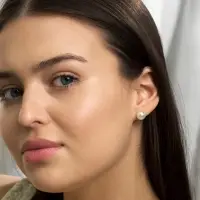 Серьги пусеты One year, 12 пар, цветочное ассорти, бело-розовые в золоте