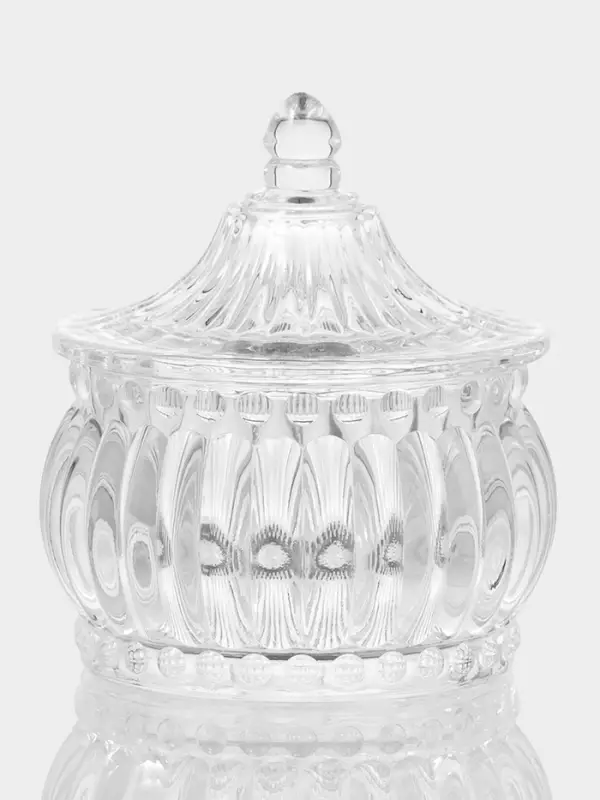 Конфетница с крышкой  Конфетница с крышкой "Ребристая" 9х9х10 см, прозрачная