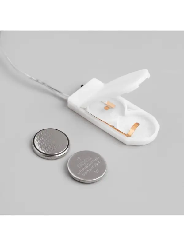 Гирлянда &laquo;Мишура&raquo; 2 м, роса, IP20, серебристая нить, 50 LED, от батареек CR2032&times;2, свечение белое