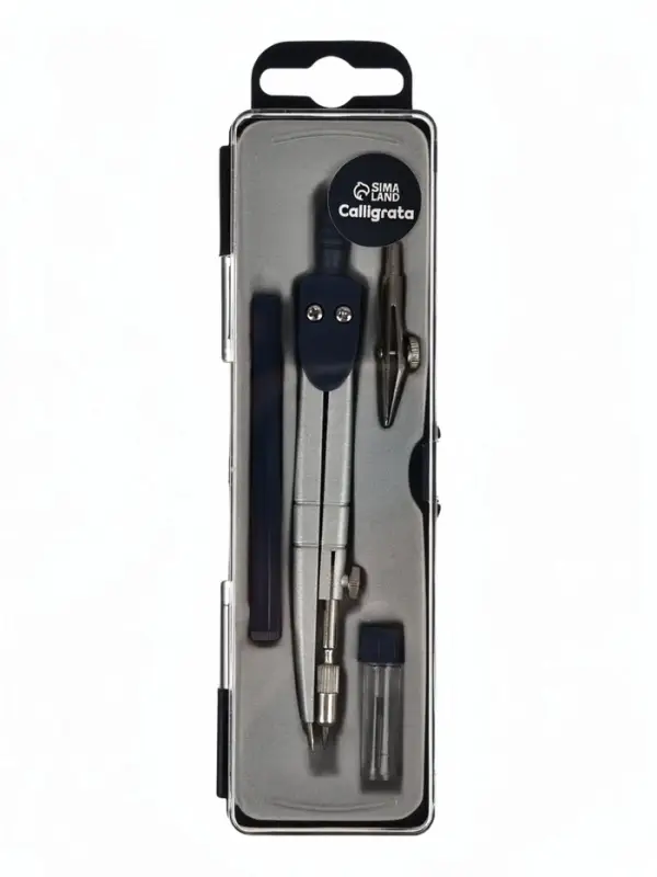 Готовальня Calligrata, 4 предмета (циркуль 120 мм, грифель, удлинитель, рейсфедер), в пластиковом пенале