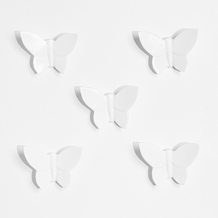 Декор настенный Декор настенный "Бабочки" 7,5 x 10,5 см, белый , (набор 5 шт)