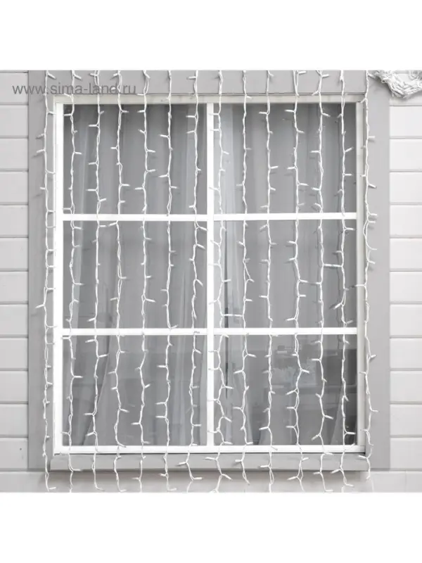 Гирлянда «Занавес» 2 × 3 м, IP65, УМС, белая нить каучук, 600 LED, свечение белое, 220 В