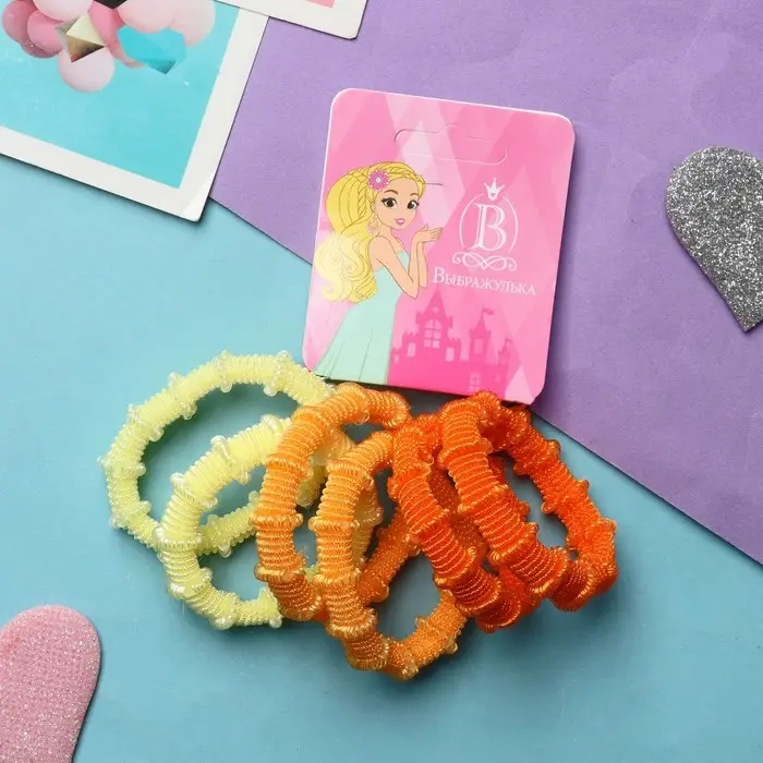 Резинка для волос Резинка для волос "Махрушка" (набор 6 шт) 4 см, жёлтый оранжевый