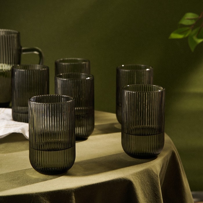 Набор стаканов стеклянный SL Home «Модерн», 400 мл, 8×13 см, цвет графитовый Набор стаканов стеклянный SL Home «Модерн», 400 мл, 8×13 см, цвет графитовый