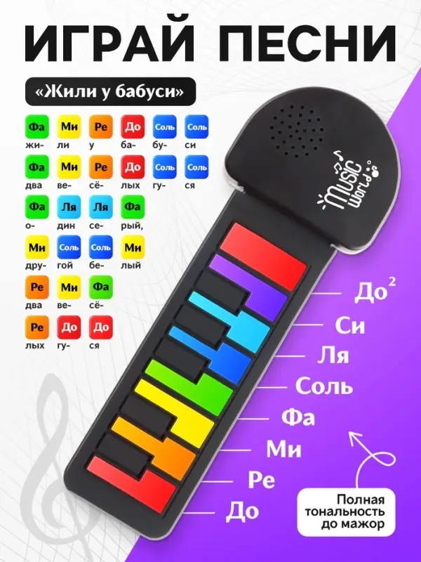 Музыкальное пианино, с сенсорным нажатием и карабином, детское ZABIAKA