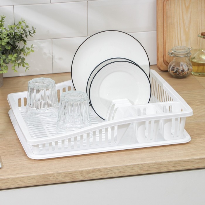 Сушилка для посуды DDSTYLE «Степ», 38×31×8 см, цвет МИКС Сушилка для посуды DDSTYLE «Степ», 38×31×8 см, цвет МИКС