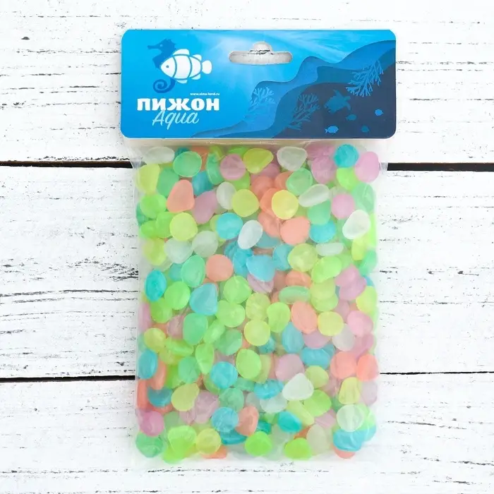 Декоративные камни для аквариума, 8-11 мм, 200 г, светящиеся, 8-11 мм, 200 г, МИКС