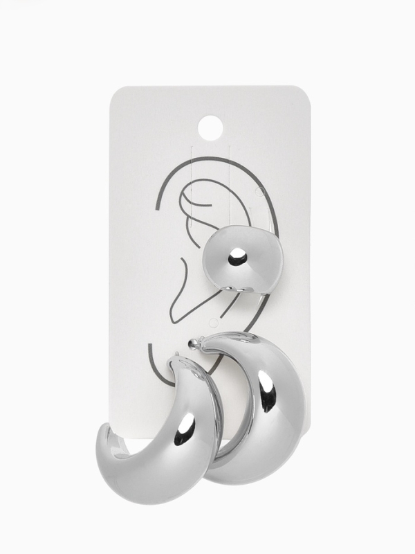 Набор серьги и каффы 3 шт «Капли» объёмные, цвет золото