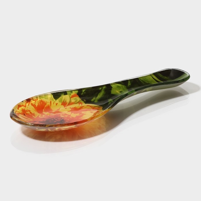 Подставка стеклянная под ложку Доляна «Хризантема», 21×7,5×1,4 см Подставка стеклянная под ложку Доляна «Хризантема», 21×7,5×1,4 см