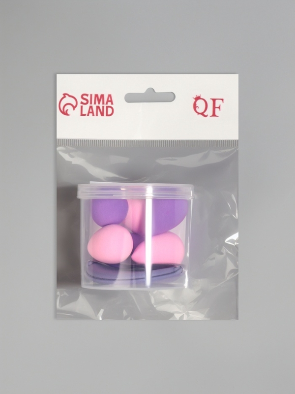 Набор спонжей д/макияжа 7 шт: капля 6 шт, 1 плоск пуховка в пласт футл латекс МИКС пакет QF Набор спонжей д/макияжа 7 шт: капля 6 шт, 1 плоск пуховка в пласт футл латекс МИКС пакет QF