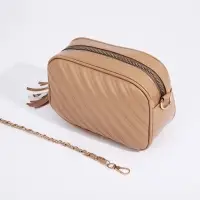 Сумка кросс-боди женская, 21&times;7&times;14 см, на молнии, бежевая