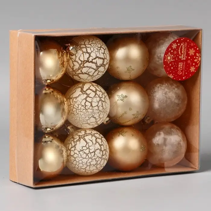 Ёлочные игрушки &laquo;Морозный день&raquo;, шары новогодние, набор 12 шт., d=5 см, МИКС