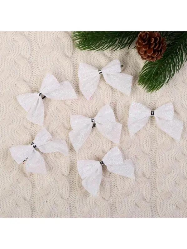 Ёлочные игрушки 12 шт. &laquo;Зимнее волшебство. Бантик&raquo; пластик, 5.5&times;5 см, белый