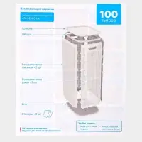 Плетёная корзина для белья с крышкой &laquo;Лён&raquo;, 100 л, 43&times;32&times;80 см, белая