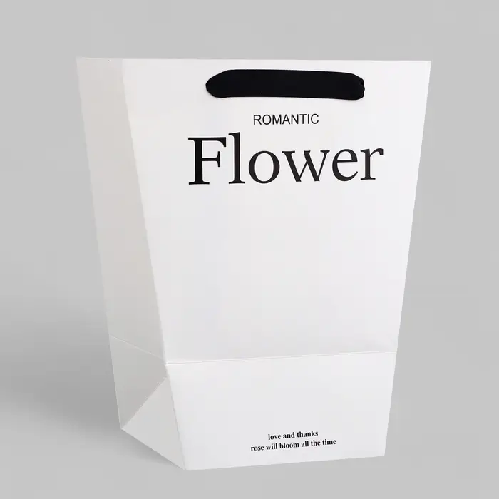 Пакет - переноска трапеция, &laquo;Цветы&raquo;, белый, 25&times;16&times;30 см 210 г