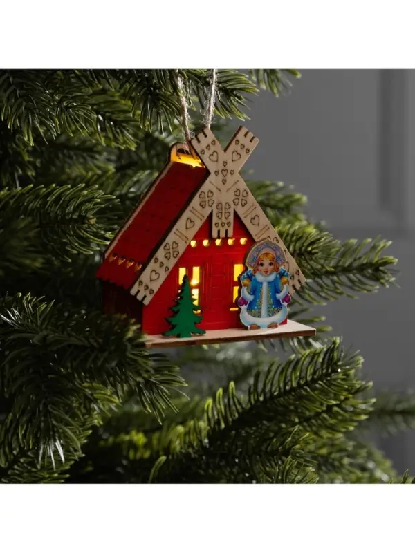 Подвеска световая &laquo;Дом Снегурочки&raquo;, 8&times;4&times;8.5 см, 1 LED, от батареек AG10&times;3, свечение тёплое белое