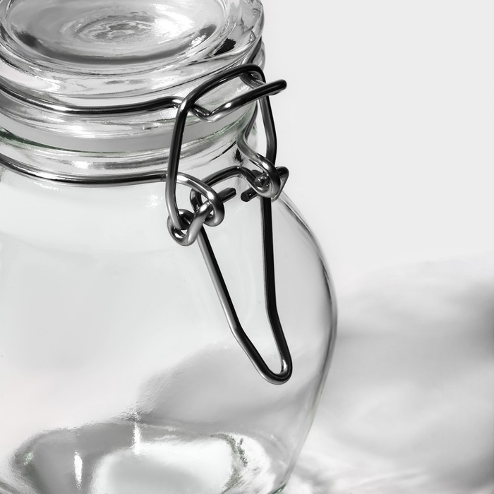 Банка стеклянная для хранения сыпучих продуктов Доляна &laquo;Овал&raquo;, 100 мл, 5,5&times;9 см, с бугельным замком