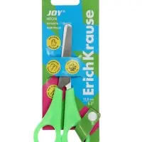 Ножницы детские для левшей 13.5 см, ErichKrause Joy Left Hand, с закруглёнными концами лезвий и линейкой, МИКС