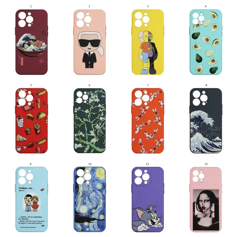 Чехол iPh 12 Pro Silicone WS с принтами в ассортименте