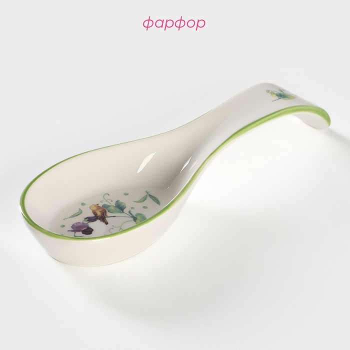 Подставка фарфоровая под ложку Доляна «Зелёный сад», 21,5×7,5 см Подставка фарфоровая под ложку Доляна «Зелёный сад», 21,5×7,5 см