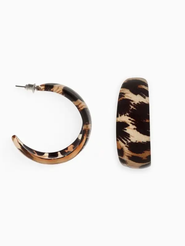 Серьги-кольца &laquo;Танзания&raquo;, тёмный леопард, d=3.5 см, цветные