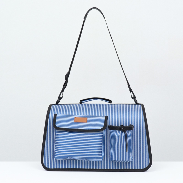 Сумка-переноска с органайзером в полоску, размер М (44,5 х 22 х 27 см), голубой Сумка-переноска с органайзером в полоску, размер М (44,5 х 22 х 27 см), голубой