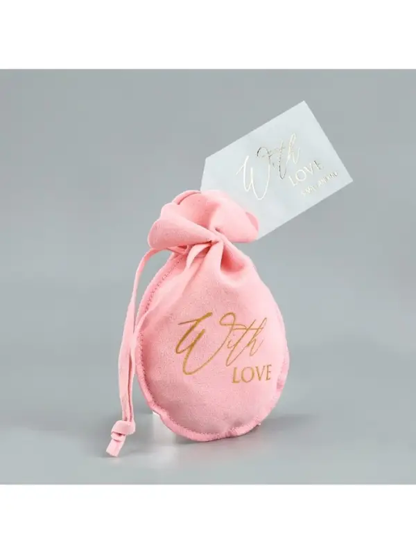 Мешочек подарочный замшевый &laquo;С любовью&raquo;, тиснение, 9&times;12 см &plusmn; 1.5 см