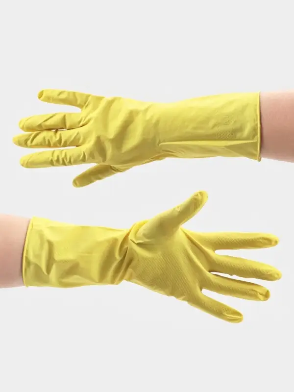 Перчатки хозяйственные Доляна, размер L, ХБ напыление, латексные, жёлтые