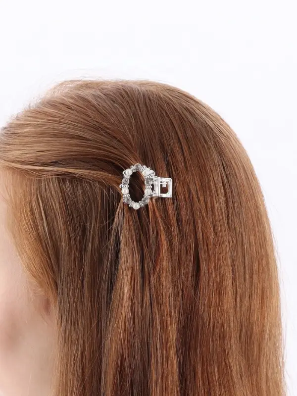 Крабик для волос &laquo;Мелани&raquo;, овал, 2.5 см, серебристо-белый