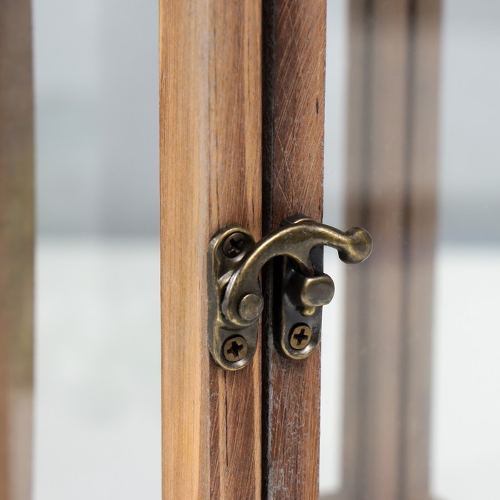 Подсвечник дерево на 1 свечу  Подсвечник дерево на 1 свечу "Фонарь с резной крышей" темно-коричневый 33х14,5х14,5 см